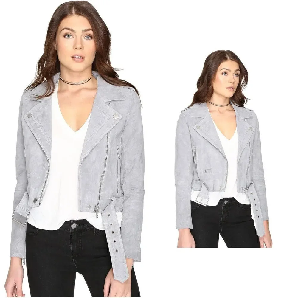 NWT BLANKNYC Suede Moto Jacket in grey - Picture 3 of 14